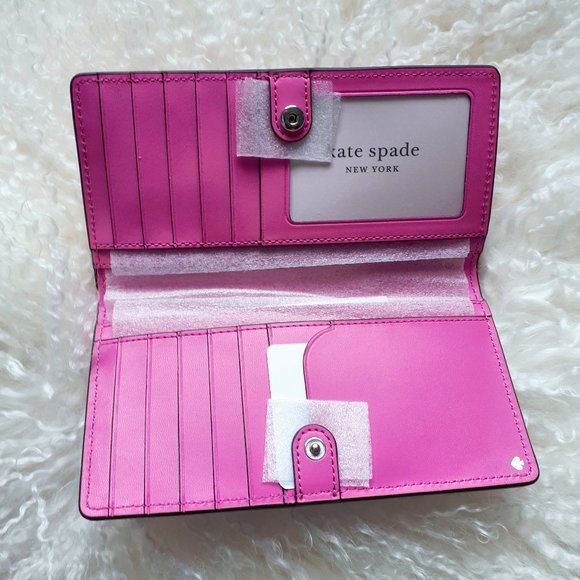 NWT Kate Spade peony large slim bifold leather wallet - Picture 3 of 5